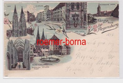 84239 Ak Lithografie Gruss aus Regensburg 1897