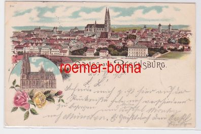 84240 Ak Lithografie Gruß aus Regensburg 1898