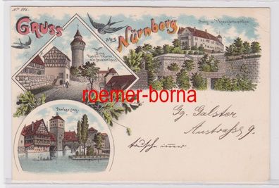 84366 Ak Lithografie Gruss aus Nürnberg 1898