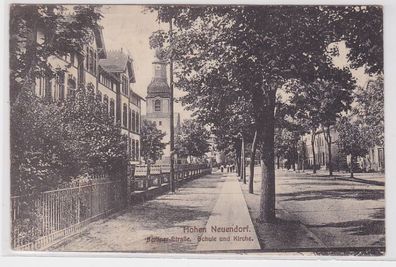 13489 Ak Hohen Neudorf Berliner Strasse, Schule und Kirche 1921