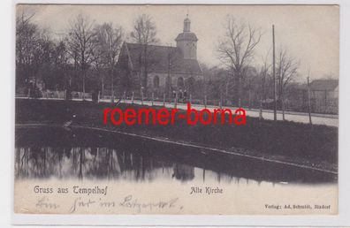 71095 Ak Gruß aus Tempelhof bei Berlin alte Kirche um 1910