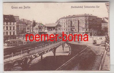82357 Ak Gruß aus Berlin Hochbahnhof Schlesisches Tor 1908