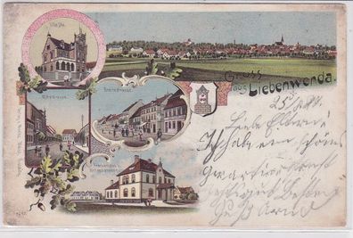 20839 Ak Lithographie Gruß aus Liebenwerda Villa Ida usw. 1899