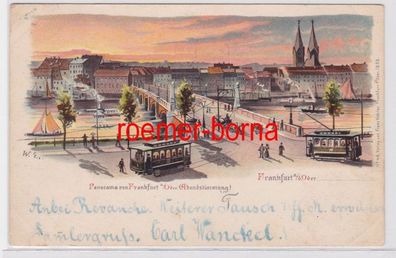 81656 Ak Lithographie Panorama von Frankfurt an der Oder Abendstimmung um 1900