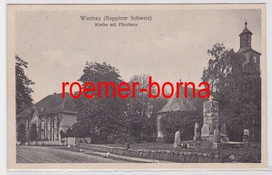 83268 Ak Wustrau (Ruppiner Schweiz) Kirche mit Pfarrhaus 1930