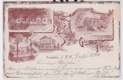84617 Ak Lithographie Gruß aus Templin bei Potsdam Restaurant, Forsthaus 1899