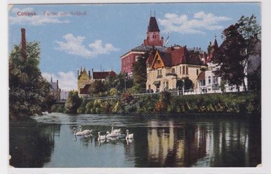 99037 Feldpost Ak Cottbus Partie am Schloss 1918