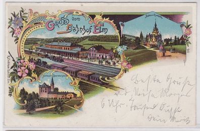 73423 Ak Lithographie Gruß vom Bahnhof Elm 1907