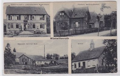91404 Mehrbild Ak Wüstwillenroth Gasthaus, Försterei, Sägewerk usw. um 1910