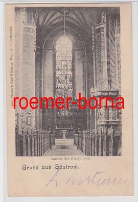 82480 Ak Gruß aus Güstrow Inneres der Pfarrkirche um 1900