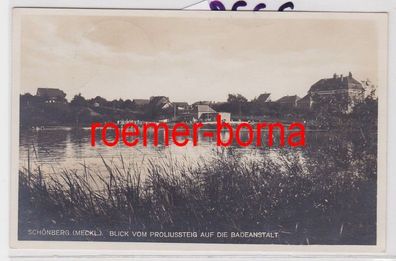 85037 Ak Schönberg (Mecklenburg) Blick vom Proliussteig auf die Badeanstalt 1931