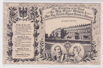80567 Ak Hannover Besuch von Kaiser Wilhelm II & Auguste Victoria 1907