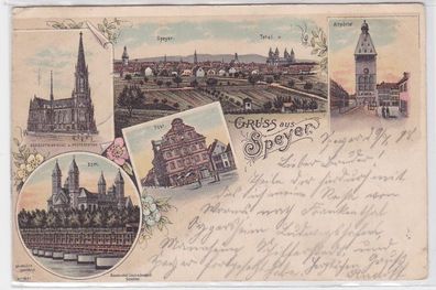 78116 Ak Lithographie Gruss aus Speyer Post, Dom usw. 1899