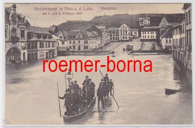 82743 Ak Hochwasser in Diez an der Lahn Marktplatz 4./5.02.1909