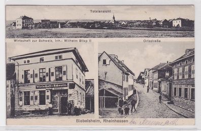 99701 Mehrbild Ak Biebelsheim Rheinhessen Wirtschaft zur Schweiz, Ortsstrasse