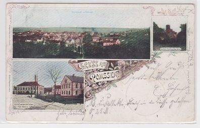 51718 Mehrbild Ak Gruß aus Pomssen Gasthof zum weissen Schwan 1905