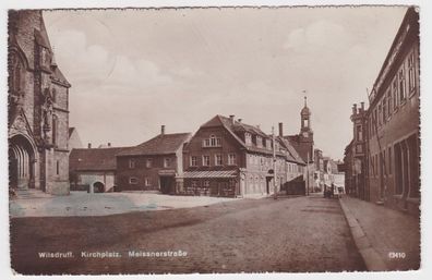 58396 Ak Wilsdruff Kirchplatz Meissnerstrasse 1929
