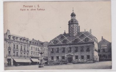 73331 Ak Meerane in Sachsen Markt mit altem Rathaus um 1910