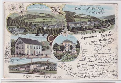 80846 Ak Lithographie Gruß vom Restaurant Spinnerei II Venusberg M. Bochmann 1907