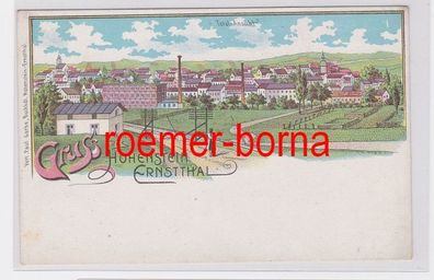 81339 Ak Lithografie Gruss aus Hohenstein-Ernstthal Total-Ansicht um 1900