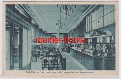 86882 Ak Leipzig Park-Café im Park-Hotel gegenüber dem Hauptbahnhof um 1920