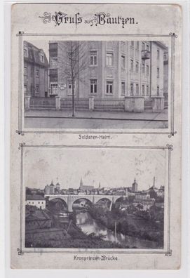 94135 AK Gruß aus Bautzen - Soldaten-Heim, Kronprinzen-Brücke