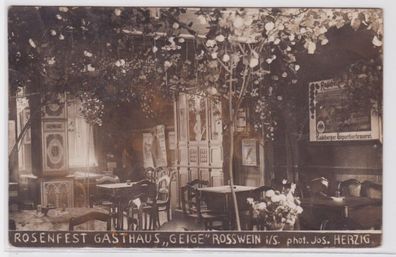 98063 Ak Rosswein in Sachsen Rosenfest Gasthaus 'Geige' um 1920
