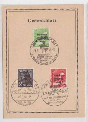 98829 Gedenkblatt Deutsche Gartenbau Ausstellung Markkleeberg 1948