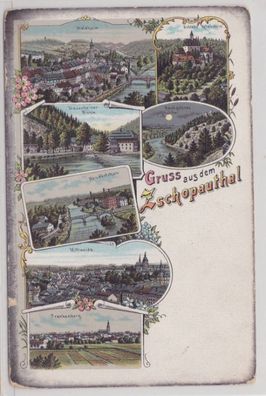 99021 Ak Lithographie Gruß aus dem Zschopauthal um 1900