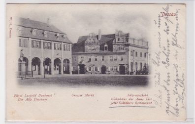 58698 AK Dessau - Fürst Leopold Denkmal, Markt, Adlerapotheke & Wohnhaus