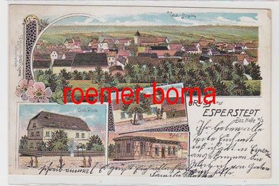 83148 Ak Lithographie Gruß aus Esperstedt Gasthof, Bahnhof, Schule usw. 1910
