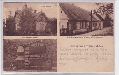 91454 Mehrbild Ak Gruß aus Reuden in Anhalt Geschäftshaus, Villa Baethe usw.1933