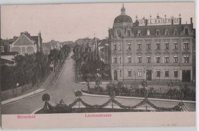 92268 Präge Relief Ak Bitterfeld Lindenstrasse Hotel Kaiserhof 1907