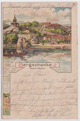 97371 Ak Halle Cröllwitz Totalansicht der Bergschenke 1900