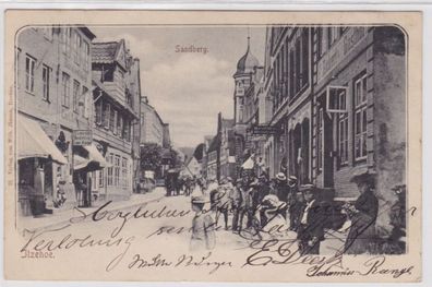 84482 AK Itzehoe - Sandberg, Straßenleben mit Geschäften und Kutschen 1905