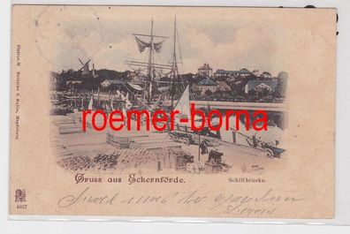 85893 Ak Gruss aus Eckernförde Schiffbrücke 1899