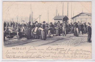 90867 Ak Kiel Fischmarkt mit Verkaufsständen 1903
