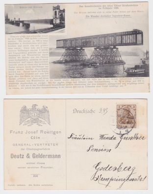 13319 Reklame Ak das Ausschwimmen der alten Cölner Strassenbrücke 1909