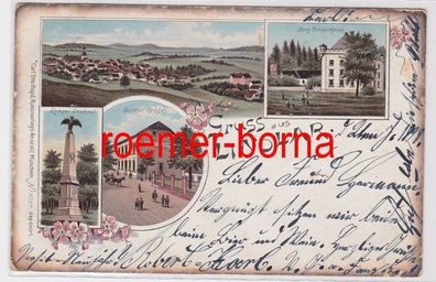 83253 Ak Lithographie Gruß aus Lindlar Gasthof, Kriegerdenkmal usw. 1898