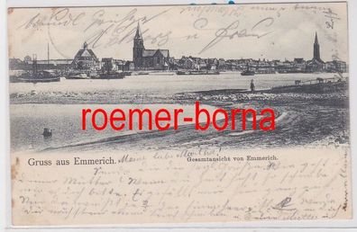 86366 Ak Gruss aus Emmerich Gesamtansicht mit Rhein 1904