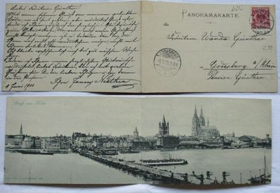 98632/2fach Klapp Ak Gruß aus Köln am Rhein Panorama 1900