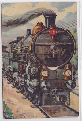 99708 Leporello Ak Pozdrav z Prahy mit Dampflokomotive um 1930
