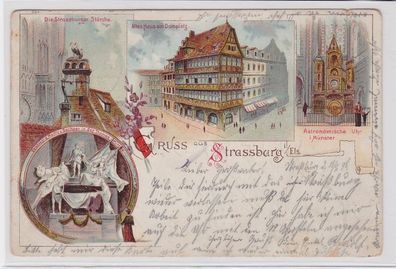 49364 Ak Litographie Gruss aus Strassburg im Elsass 1898