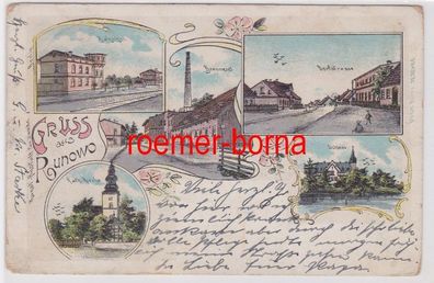 83352 Ak Lithographie Gruß aus Runowo Bahnhof, Brennerei usw. 1907