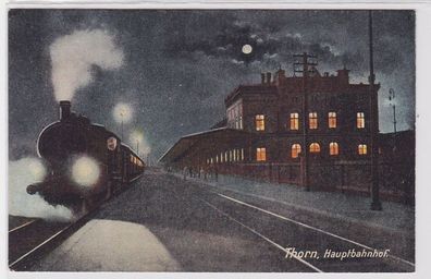94431 Mondscheinkarte Thorn Hauptbahnhof mit einfahrendem Zug um 1920