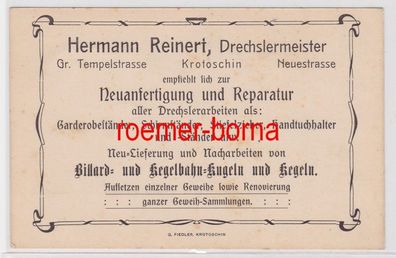 83465 Reklame Postkarte Drechslermeister Herman Reinert Krotoschin um 1900