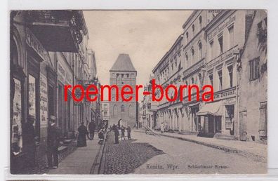 13834 Ak Konitz Wpr. Schlochauer Strasse mit Geschäften um 1920