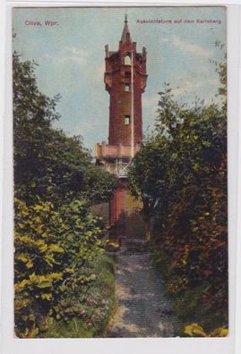 94239 Feldpost AK Olivia Westpreussen - Aussichtsturm auf dem Karlsberg 1918