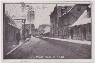 88144 Feldpost AK Die Poststrasse in Mitau (Jelgava) - Straßenansicht 1917