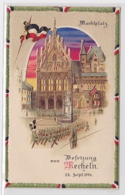 09698 Halt gegen das Licht Ak Besetzung von von Mecheln 28. Sept.1914 Marktplatz